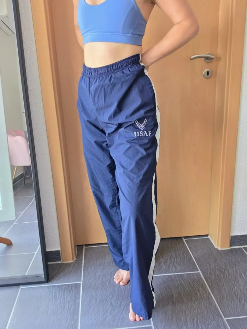 Soffe USAF Navy Blue White Track Pant Athletic PT Gear - XL